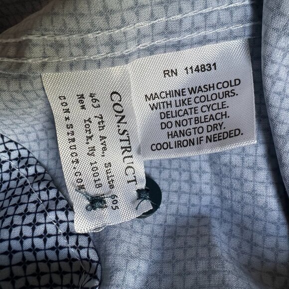 Men's Construct XXL Blue Geometric Print 4-way Stretch Button Up Shirt Flip Cuff - Picture 12 of 13